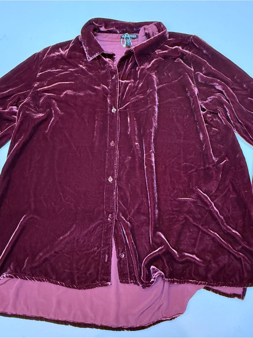 Eileen Fisher Velvet Shirt Jacket in Deep Burgundy